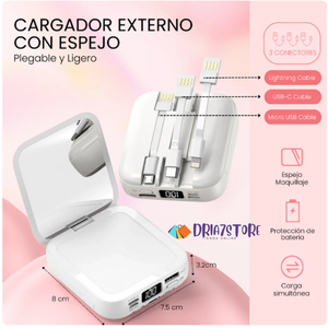 CARGADOR PORTATIL 2 EN 1 CON ESPEJO